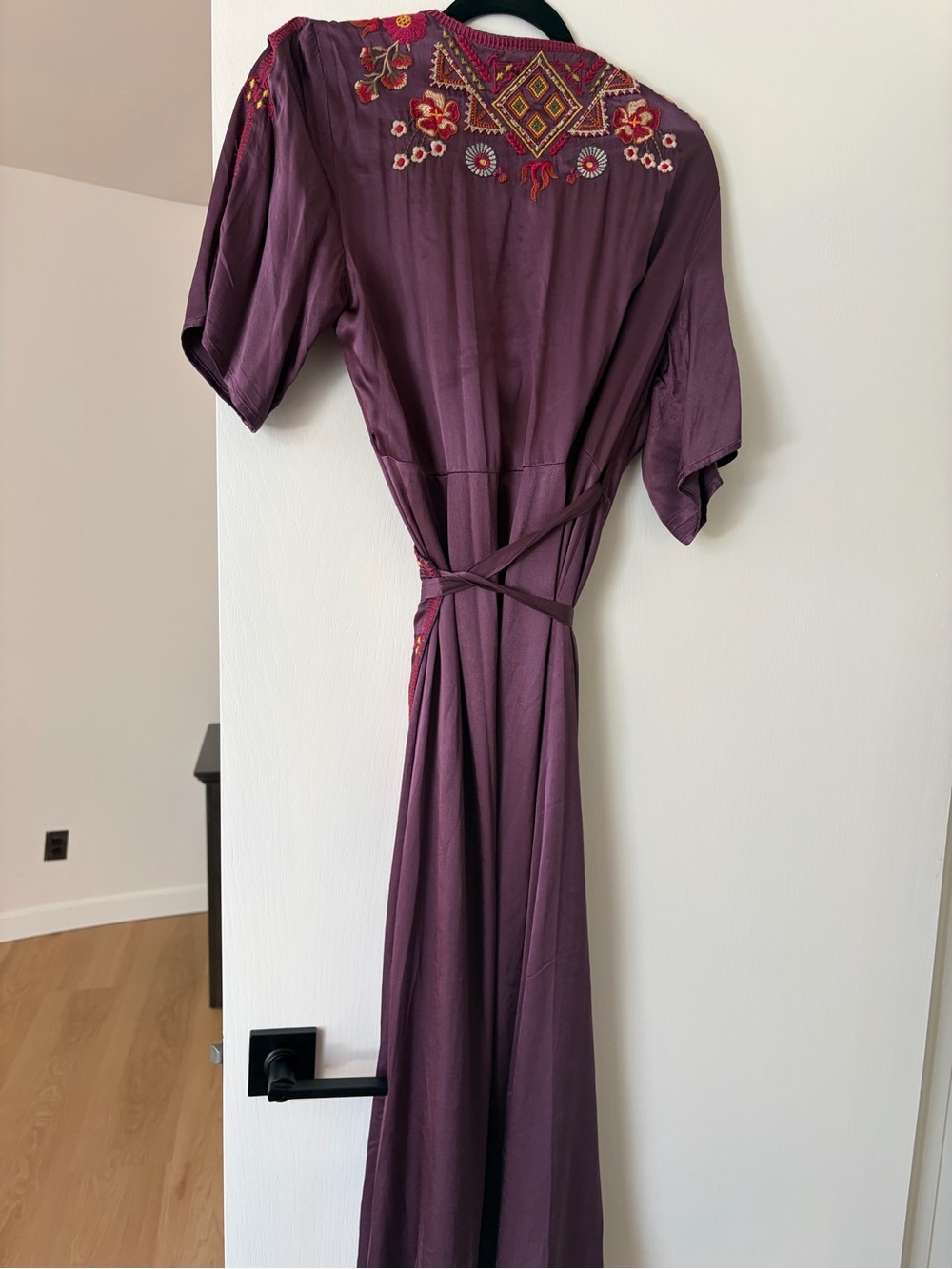 Johnny Was Plum Embroidered Maxi Dress with Floral Accents - Picture 8 of 10